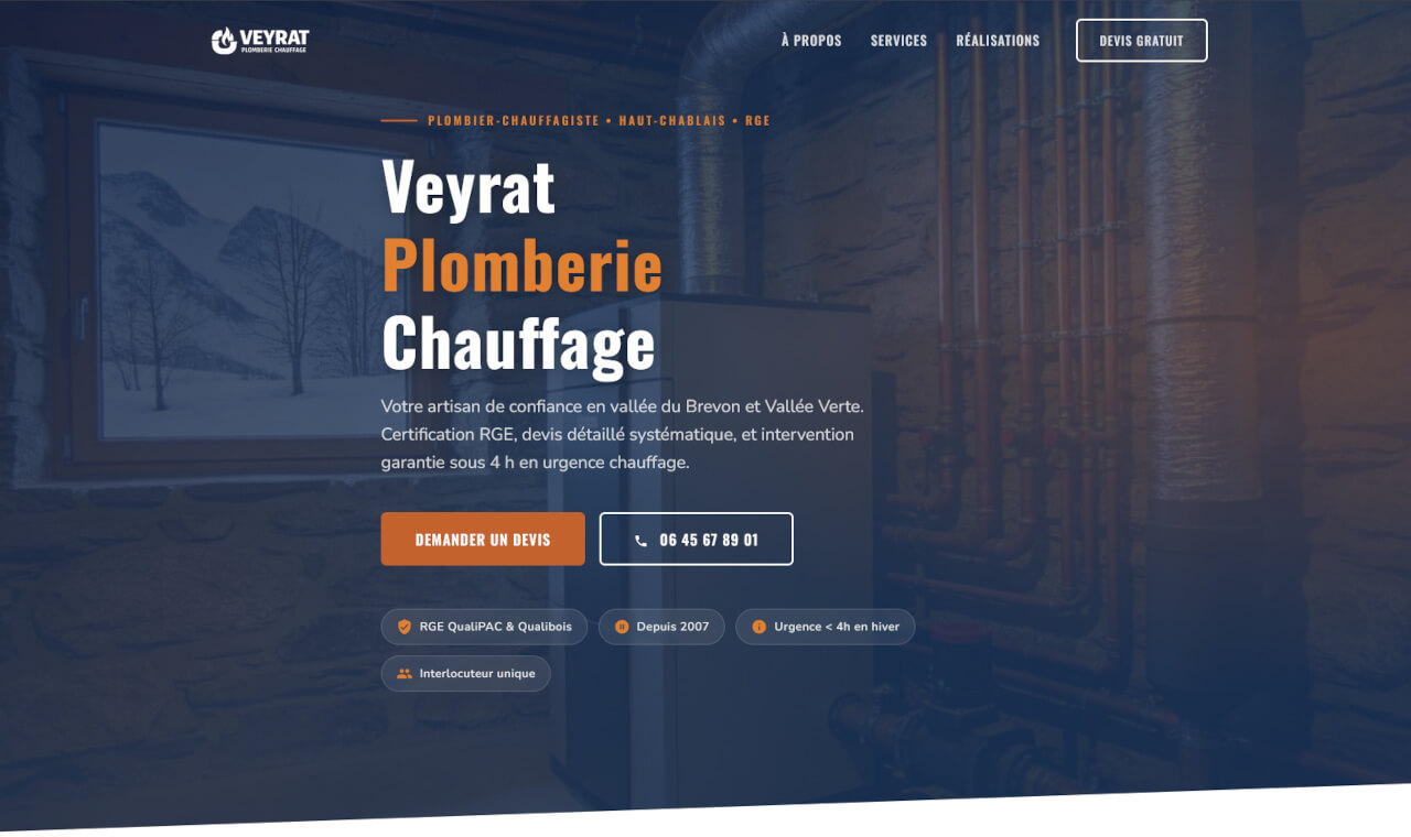 Site vitrine plombier Brevon Vallée Verte